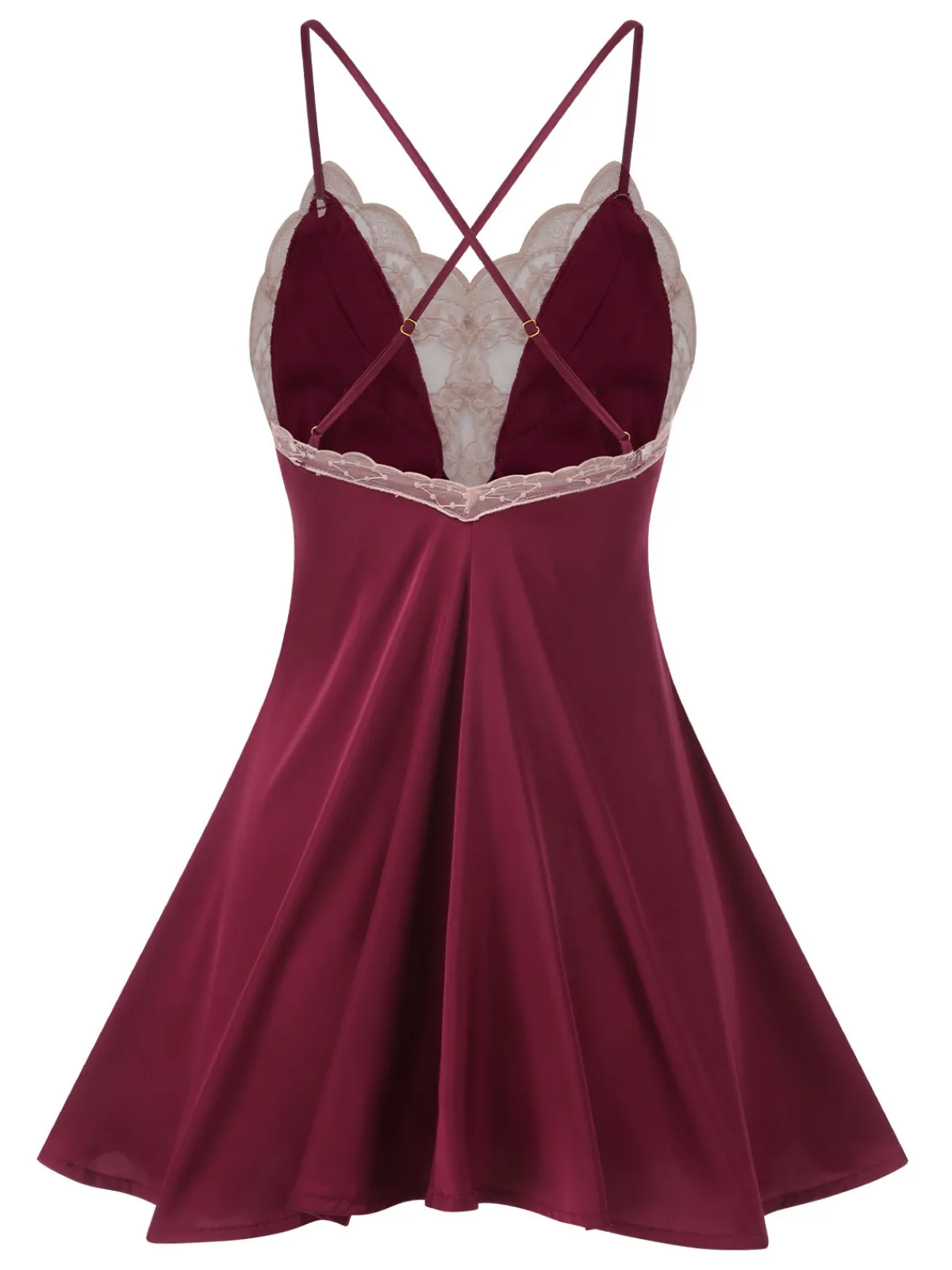 Clearance Retro Stage 1950s Back Straps Lace Satin Nightdress