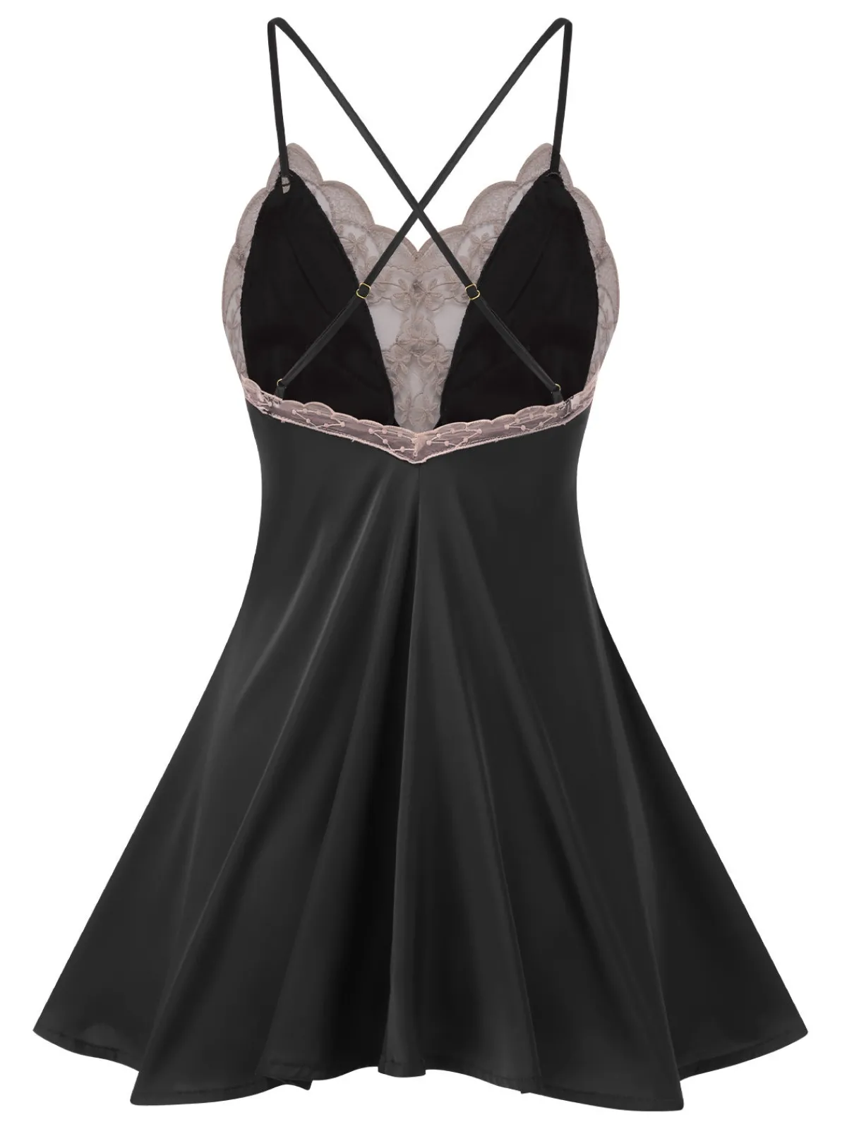 Clearance Retro Stage 1950s Back Straps Lace Satin Nightdress