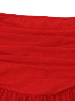 Discount Retro Stage 1950s Bandeau Solid Glitter Back Bow Skater Dress