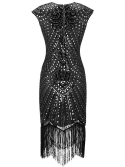 Discount Retro Stage 1920s Beaded Flapper Gatsby Dress