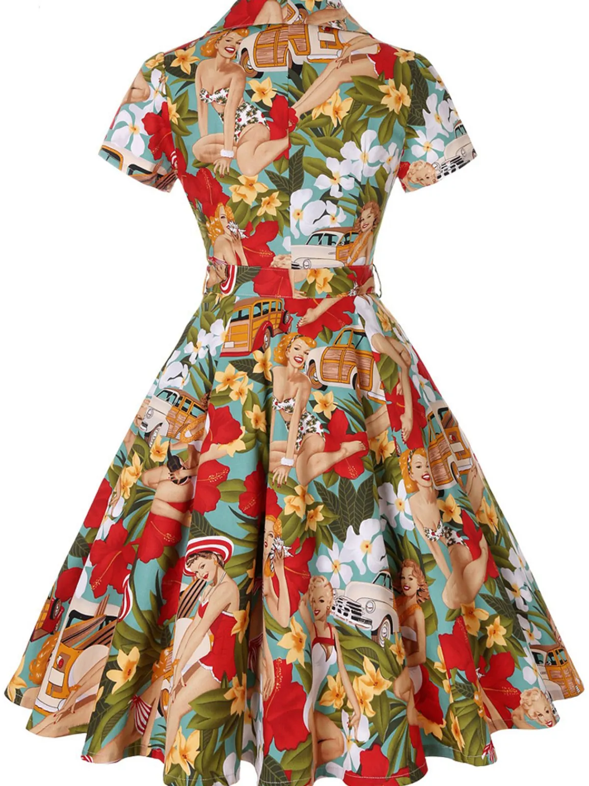 Best Retro Stage 1950s Bikini Girls Swing Dress Multi