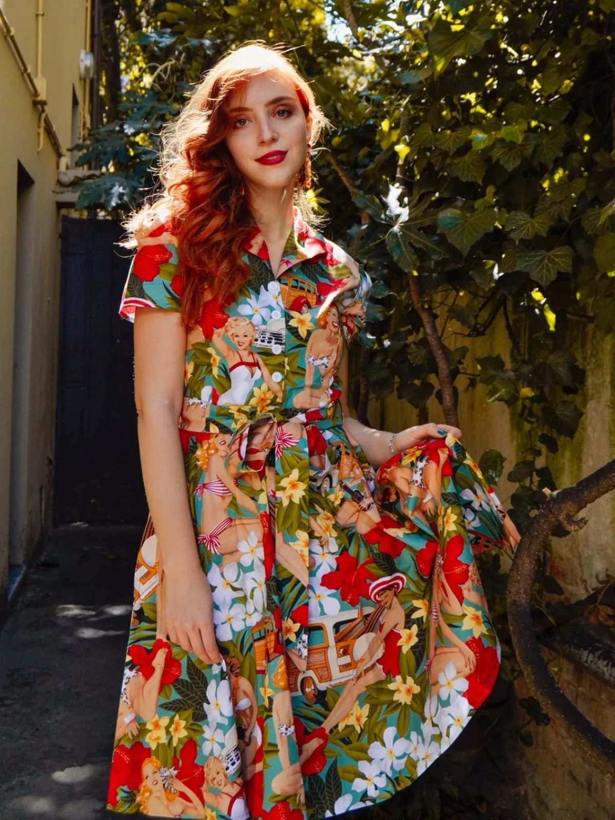 Best Retro Stage 1950s Bikini Girls Swing Dress Multi