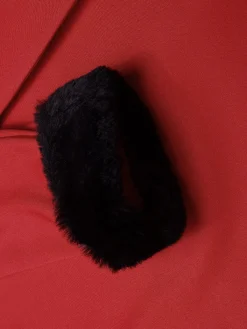Outlet Retro Stage 1950s Blue And Black Fur Collar Coat