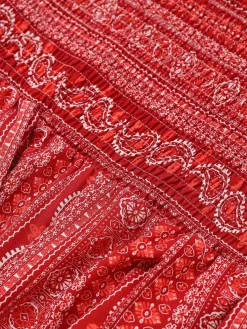 Online Retro Stage 1970s Bohemian Strapless Slit Smocked Jumpsuit