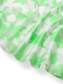 Fashion Retro Stage 1930s Bow Organza Floral Spaghetti Straps Dress