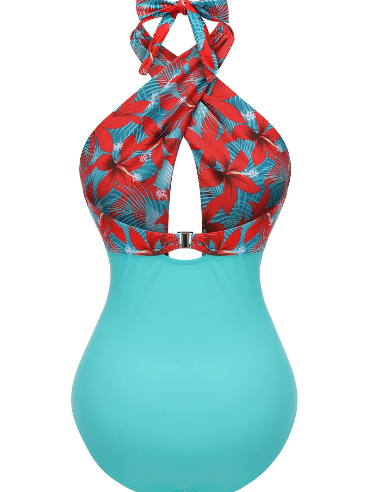 Fashion Retro Stage 1950s Bow Tie Floral Cross Straps Swimsuit