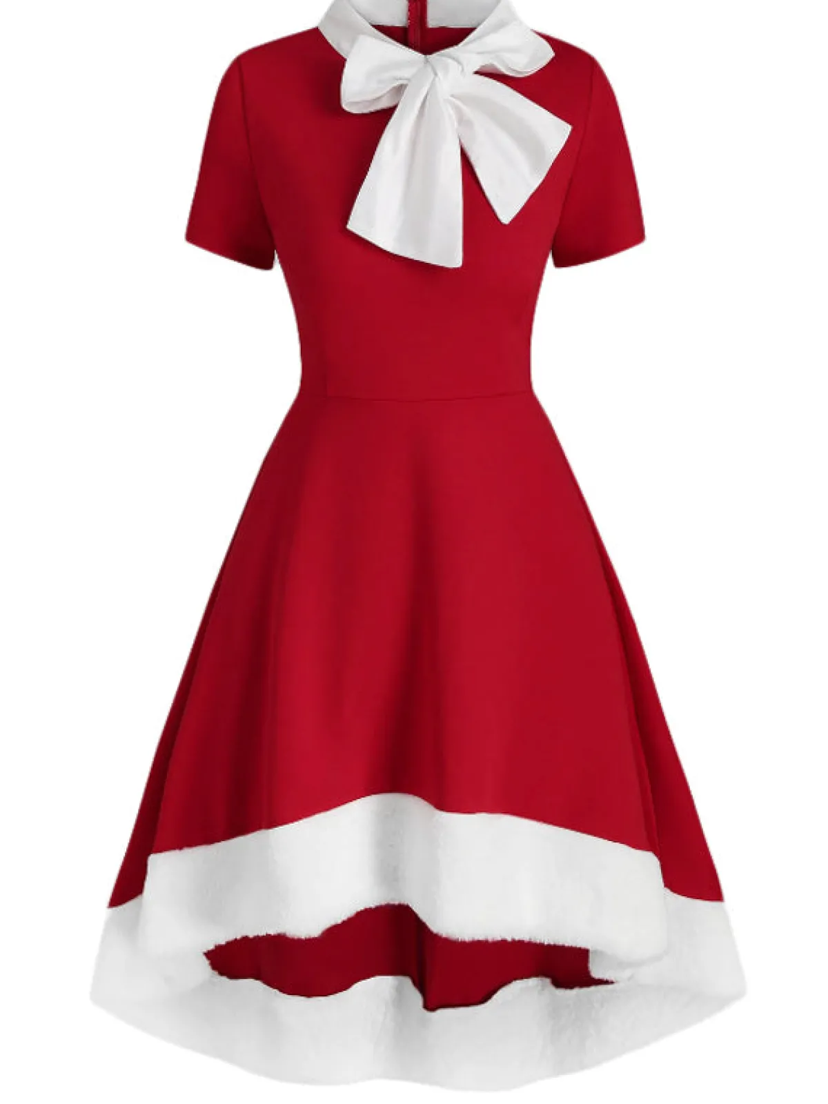 Discount Retro Stage 1950s Bowknot Collar Swing Dress Red