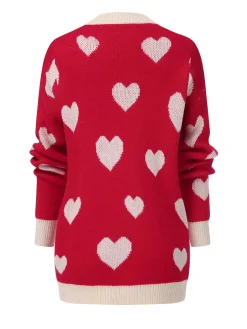 Outlet Retro Stage 1950s Button Heart Dot Knitted Cardigan