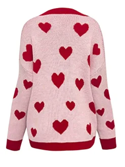 Outlet Retro Stage 1950s Button Heart Dot Knitted Cardigan
