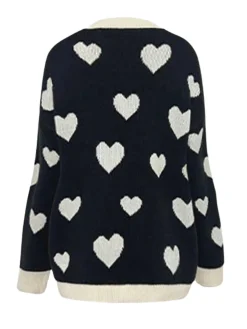 Outlet Retro Stage 1950s Button Heart Dot Knitted Cardigan