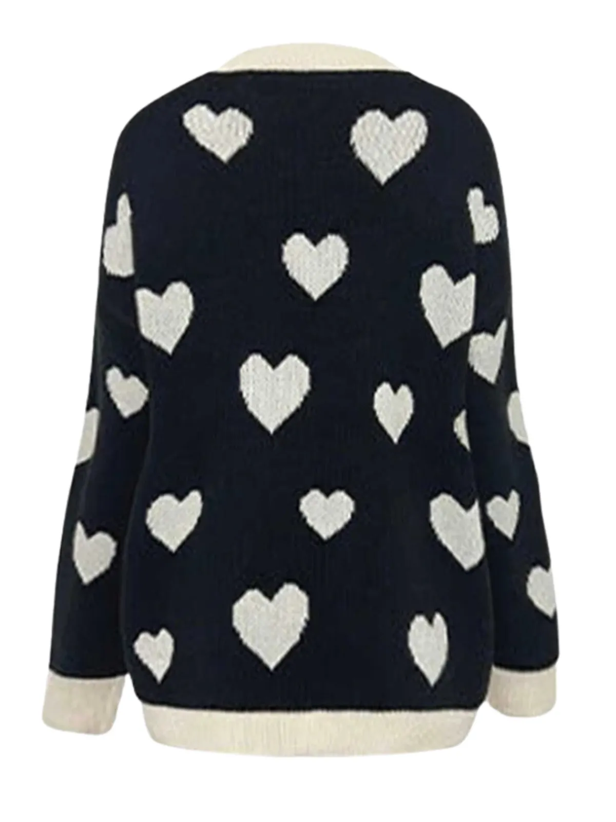 Outlet Retro Stage 1950s Button Heart Dot Knitted Cardigan