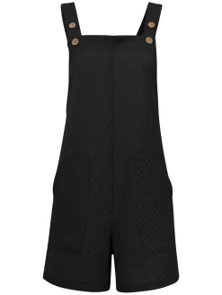 Discount Retro Stage 1940s Button Pocket Strap Straight Romper