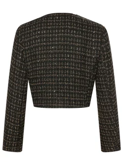 Clearance Retro Stage 1960s Button Tweed Long Sleeve Cropped Coat