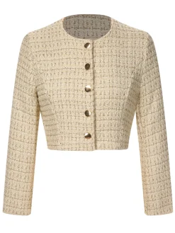 Clearance Retro Stage 1960s Button Tweed Long Sleeve Cropped Coat