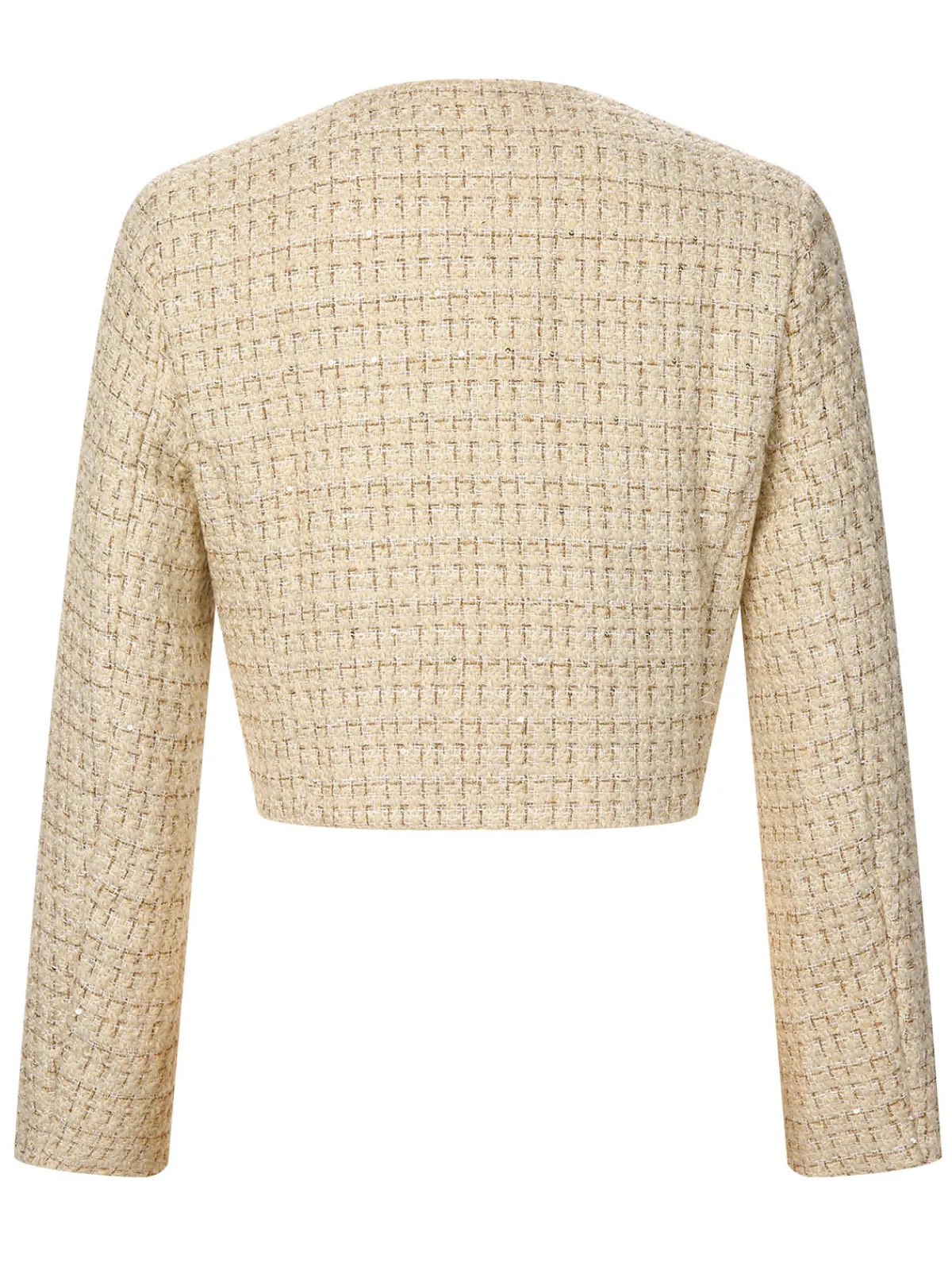Clearance Retro Stage 1960s Button Tweed Long Sleeve Cropped Coat
