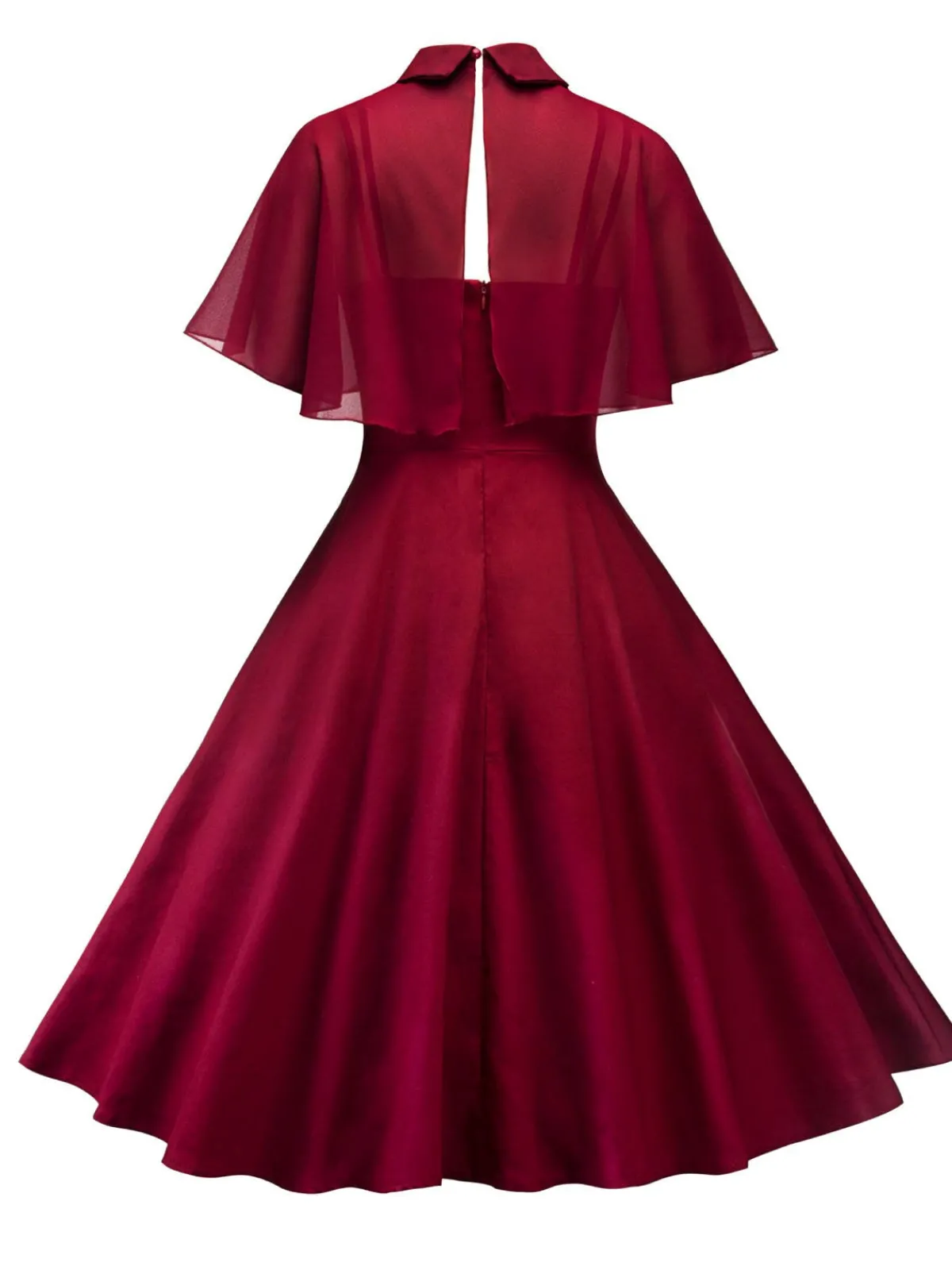 Fashion Retro Stage 1950s Cape Patchwork Swing Dress