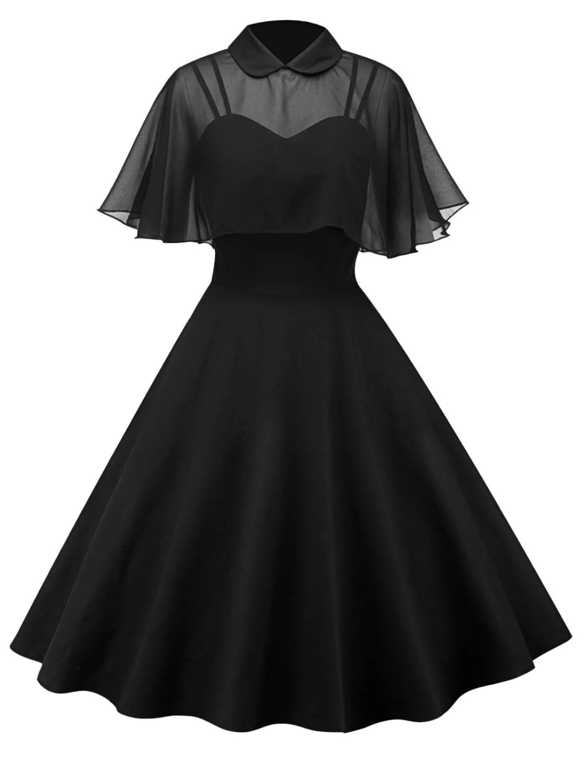 Sale Retro Stage 1950s Cape Patchwork Swing Dress