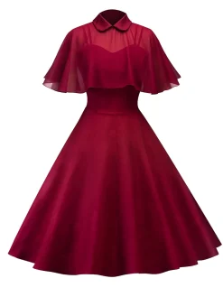 Sale Retro Stage 1950s Cape Patchwork Swing Dress