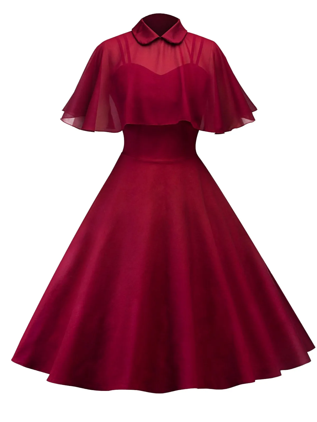 Sale Retro Stage 1950s Cape Patchwork Swing Dress