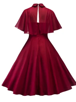 Sale Retro Stage 1950s Cape Patchwork Swing Dress
