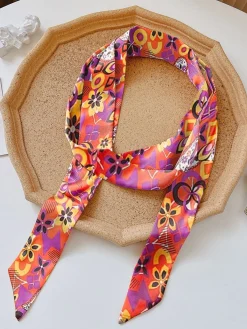 Discount Retro Stage 1970s Cashew Flower Hippie Disco Dress With Headscarf