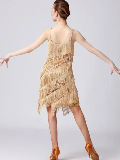 Online Retro Stage 1920s Charleston Layered Tassel Straps Dress