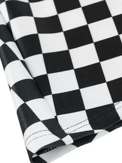 Hot Retro Stage 1970s Checks Plaid Ruched Patchwork Skirt