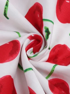 Discount Retro Stage 1950s Cherry Sweetheart Short Sleeve Lace Up Dress