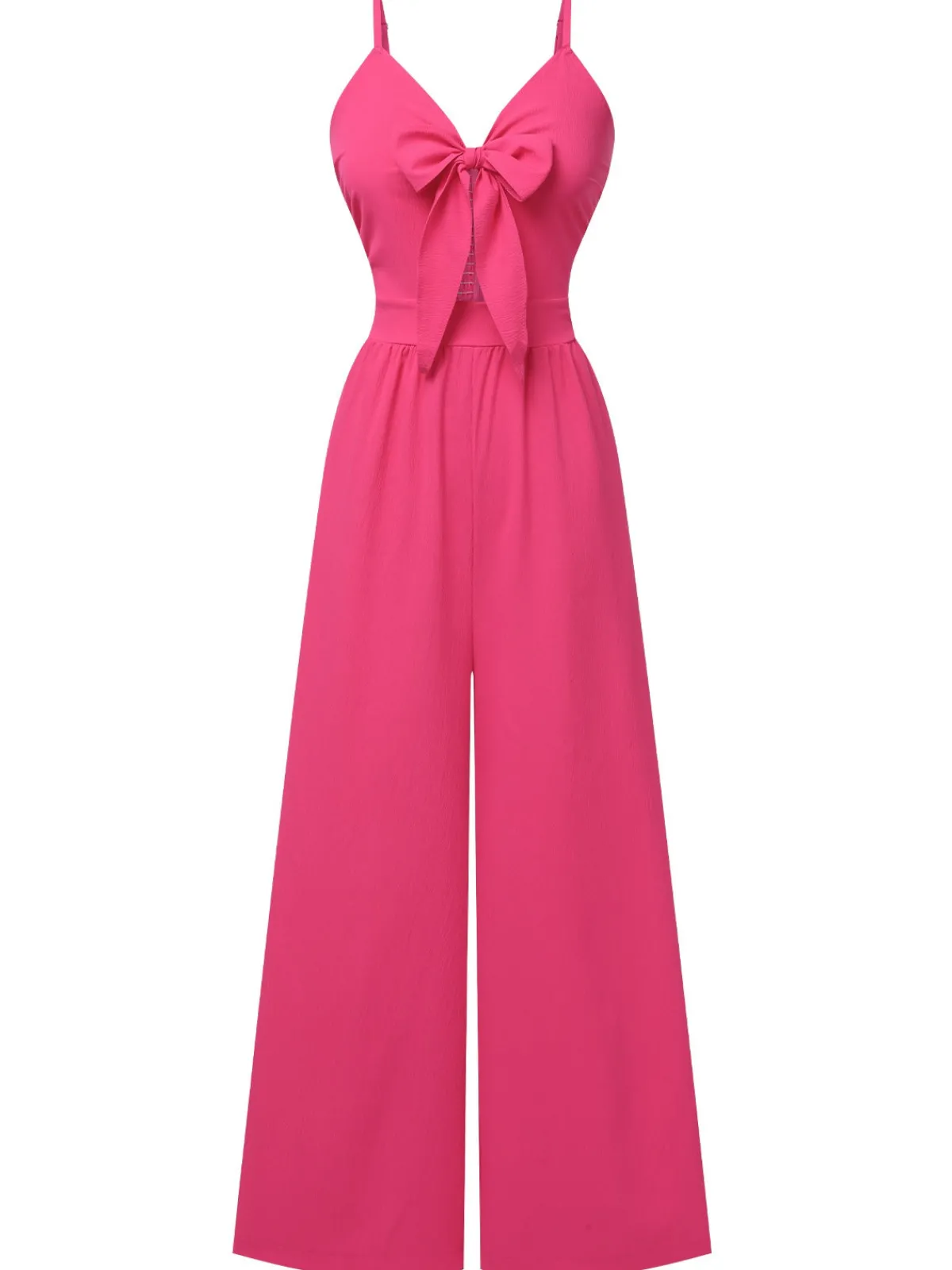 Hot Retro Stage 1950s Chest Bow Spaghetti Strap Jumpsuit