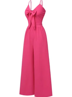 Hot Retro Stage 1950s Chest Bow Spaghetti Strap Jumpsuit