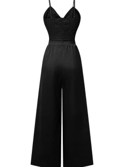 Hot Retro Stage 1950s Chest Bow Spaghetti Strap Jumpsuit