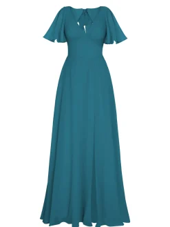 Discount Retro Stage 1950s Chiffon V-Neck Solid Vintage Dress