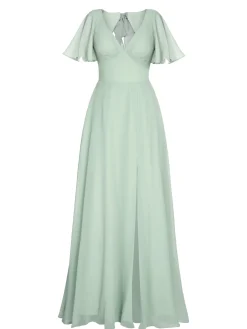 Discount Retro Stage 1950s Chiffon V-Neck Solid Vintage Dress