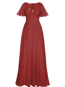 Discount Retro Stage 1950s Chiffon V-Neck Solid Vintage Dress