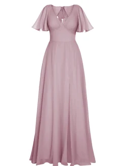 Discount Retro Stage 1950s Chiffon V-Neck Solid Vintage Dress
