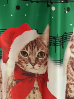 Discount Retro Stage 1950s Christmas Kitty Swing Dress