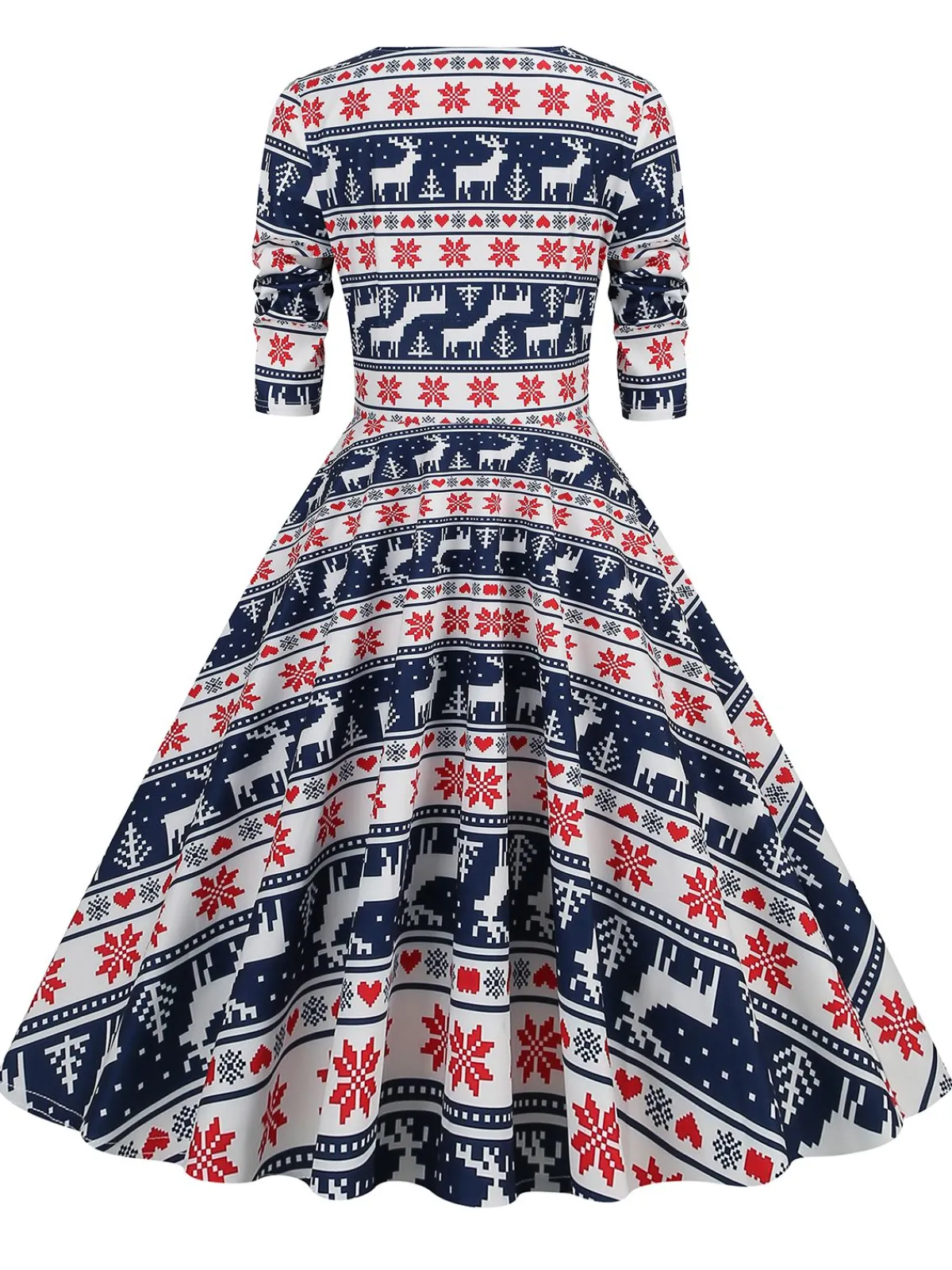 Clearance Retro Stage 1950s Christmas Patchwork V-neck Dress