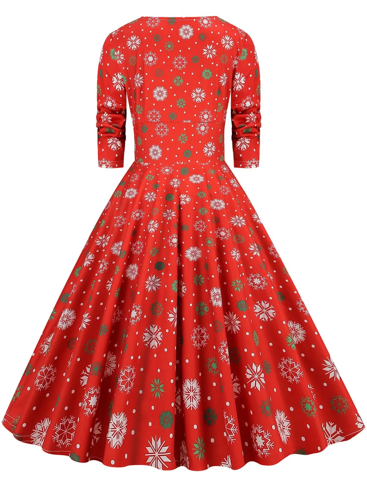 Clearance Retro Stage 1950s Christmas Patchwork V-neck Dress