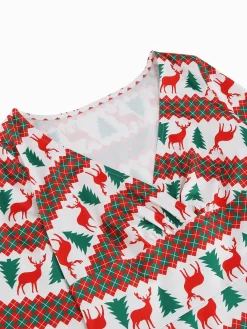 Clearance Retro Stage 1950s Christmas Patchwork V-neck Dress