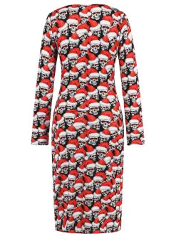 Hot Retro Stage 1960s Christmas Print V-Neck Wrap Dress