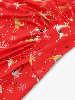 Hot Retro Stage 1960s Christmas Print V-Neck Wrap Dress