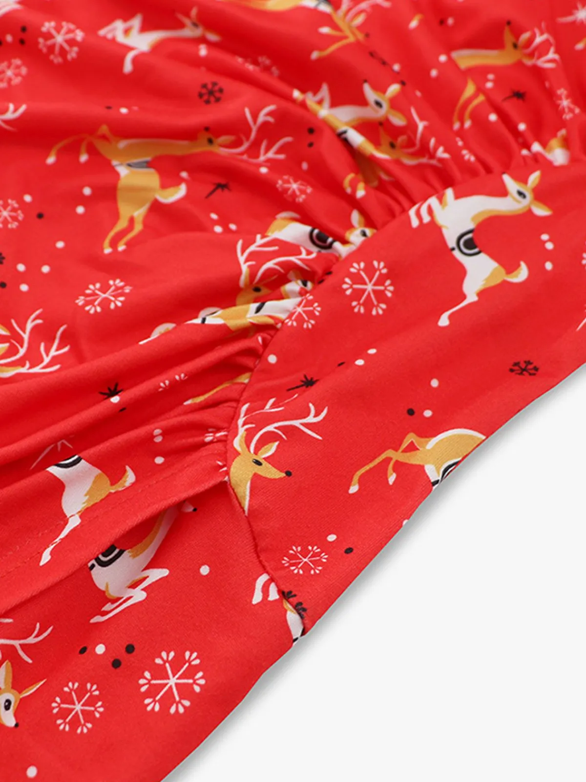 Hot Retro Stage 1960s Christmas Print V-Neck Wrap Dress