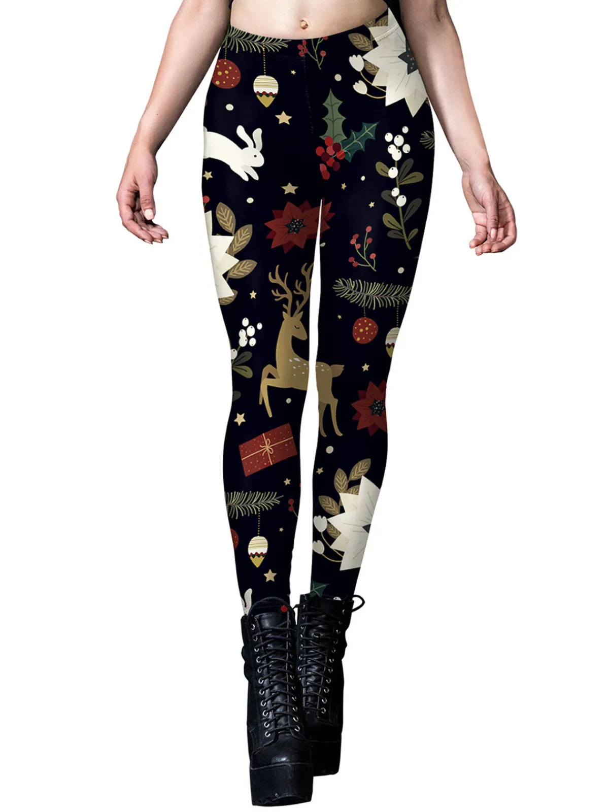 Fashion Retro Stage 1960s Christmas Printed Cute Leggings