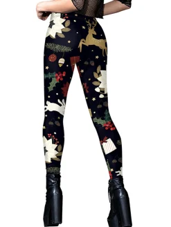 Fashion Retro Stage 1960s Christmas Printed Cute Leggings