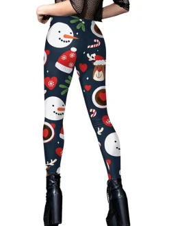Fashion Retro Stage 1960s Christmas Printed Cute Leggings