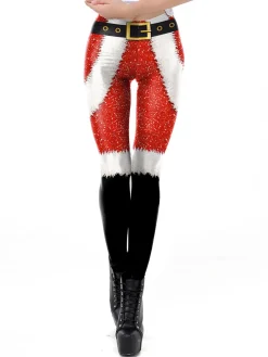 Clearance Retro Stage 1960s Christmas Printed Elastic Leggings