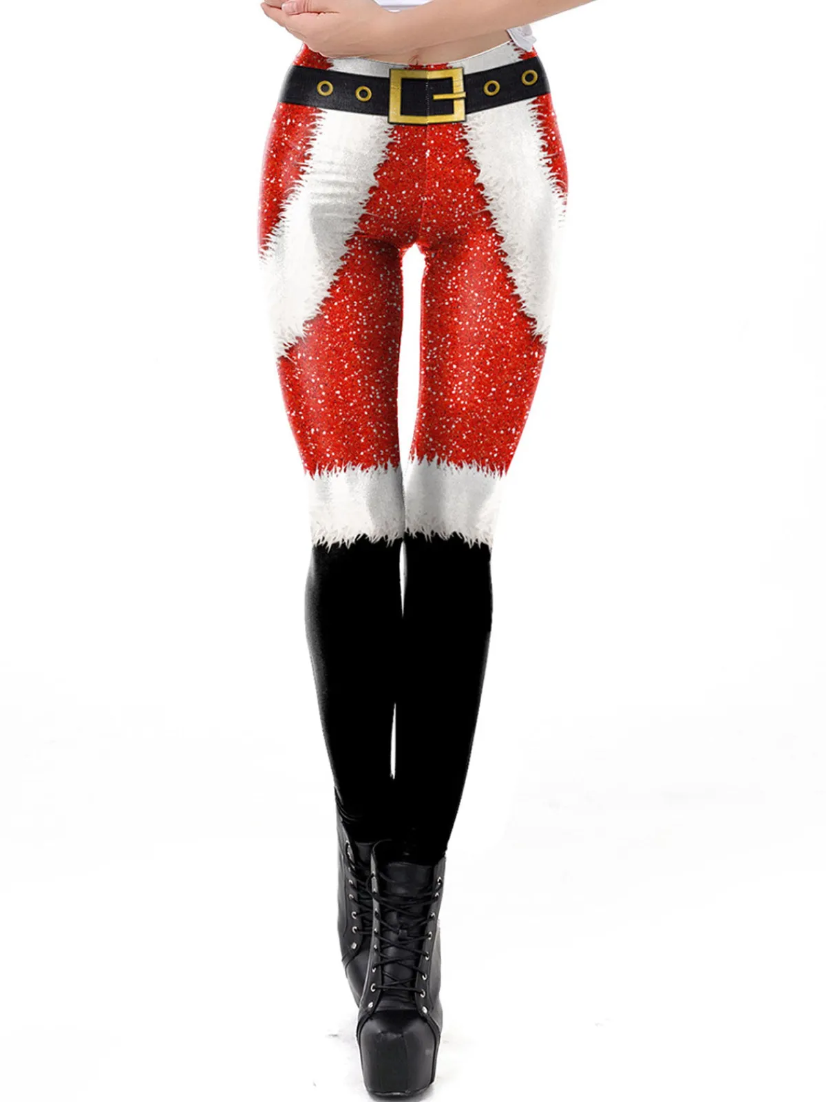 Clearance Retro Stage 1960s Christmas Printed Elastic Leggings