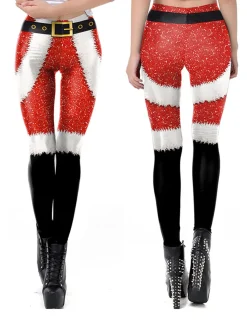 Clearance Retro Stage 1960s Christmas Printed Elastic Leggings