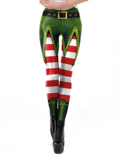 Clearance Retro Stage 1960s Christmas Printed Elastic Leggings
