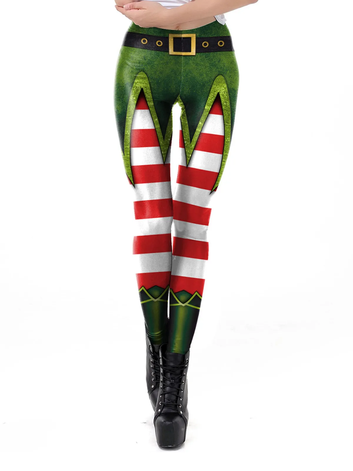 Clearance Retro Stage 1960s Christmas Printed Elastic Leggings